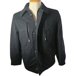 Bugatti Wool cashmere Jacket Men's Black Full Zip Casual Outerwear‎